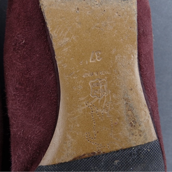 MARNI Burgundy Suede Bow Accent Pointed Toe Ballerina Ballet Flats Size 37 / 7 - Picture 7 of 7